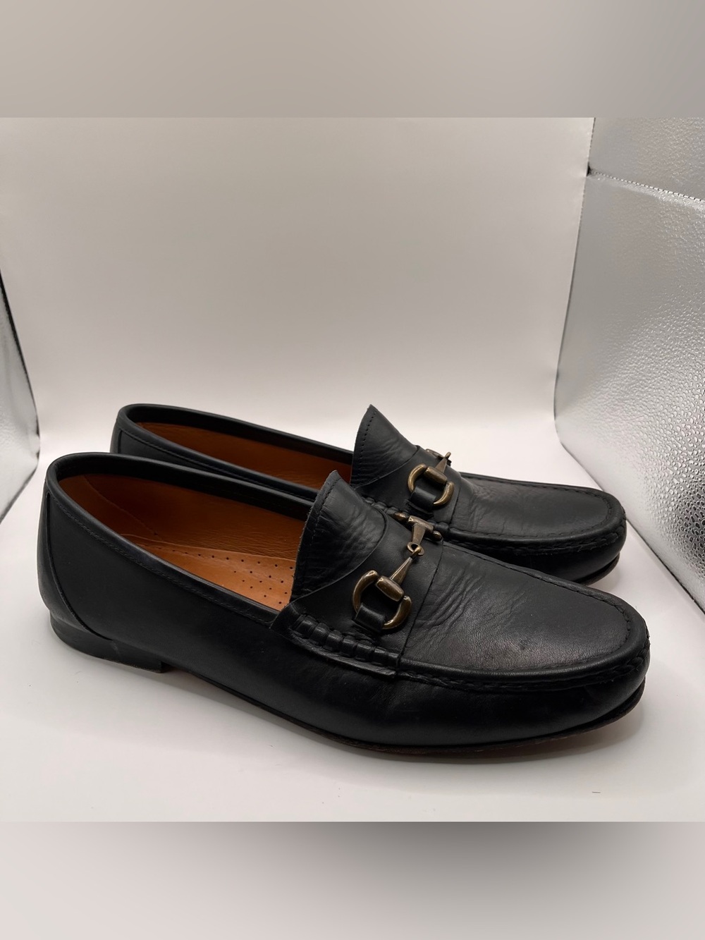 Beckett Simonon black leather horsebit loafers, featuring a slip-on size 43.5